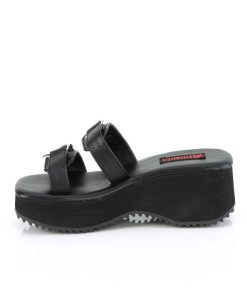 Demoniacult Skor & Stovlar Dam höga klackar | Svart 6,5 Cm Demoniacult Flip-12 Emo Gothic Plata Mules