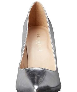 Pumps Klackar Utan Plata höga klackar | Silver Konstlader 10 Cm Classique-20 Spetsiga Pumps Med Stilettklackar