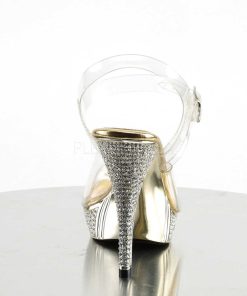 Hoga Klackar Mini Plata höga klackar | Guld Strass 12 Cm Elegant-408 Plata Hogklackade Sandaler Skor