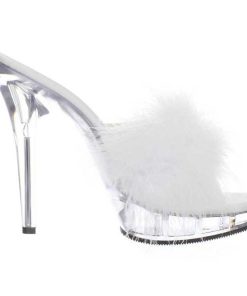 Slip In Klackar Mini Plata höga klackar | Vit Transparent 13 Cm Lip-101-8 Plata Hogklackade Slipper Skor