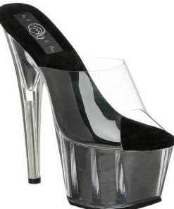 Slip In Klackar Mer Plata höga klackar | Svart 18 Cm Adore-701G Glitter Plata Hoga Slip In Mules