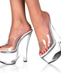 Slip In Klackar Mini Plata höga klackar | Transparent 16,5 Cm Pleaser Beau-601 Kilklackar Wedges Skor