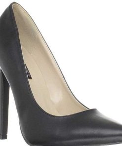 Pumps Klackar Utan Plata höga klackar | Svart Konstlader 13 Cm Sexy-20 Spetsiga Pumps Med Stilettklackar