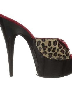 Slip In Klackar Mini Plata höga klackar | Leopard 15 Cm Pleaser Delight-601-6 Plata Slip In Skor