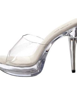 Slip In Klackar Mini Plata höga klackar | Transparent 14 Cm Cocktail-501 Plata Hoga Slip In Mules