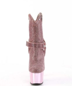 Stovletter Dam Med Plata höga klackar | Rosa Strass Stenar Western Boots 18 Cm Adore-1029Chrs Cowboy Boots