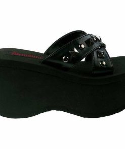 Demoniacult Skor & Stovlar Dam höga klackar | Svart 9 Cm Funn-29 Plata Goth Flip Flops Dam