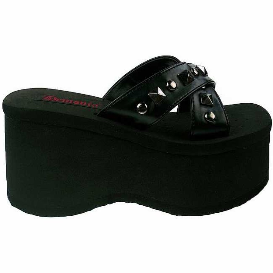 Demoniacult Skor & Stovlar Dam höga klackar | Svart 9 Cm Funn-29 Plata Goth Flip Flops Dam