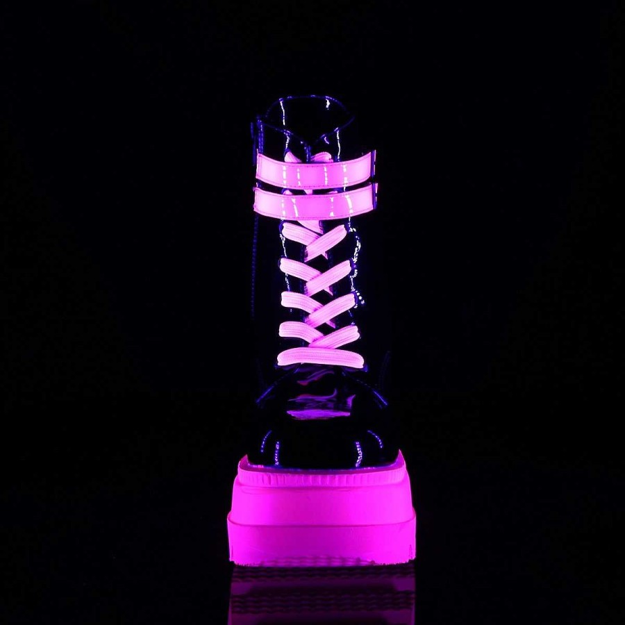 Demoniacult Skor & Stovlar Dam höga klackar | Rosa Neon 11,5 Cm Shaker-52 Cyberpunk Plata Stovletter