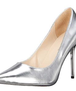 Pumps Klackar Utan Plata höga klackar | Silver Konstlader 10 Cm Classique-20 Spetsiga Pumps Med Stilettklackar