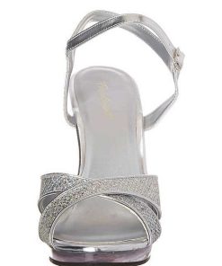 Hoga Klackar Mini Plata höga klackar | Silver Glitter 12 Cm Flair-419G Hogklackade Dam Sandaletter