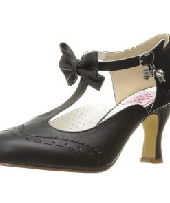 Pumps Klackar Utan Plata höga klackar | Svart 7,5 Cm Retro Vintage Flapper-11 Pinup Pumps Skor Med Lag Klack