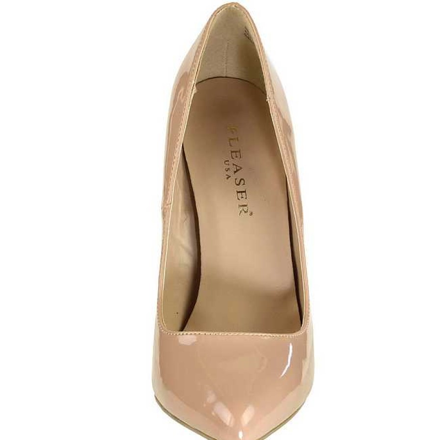 Pumps Klackar Utan Plata höga klackar | Beige Lack 13 Cm Sexy-20 Spetsiga Pumps Med Stilettklackar