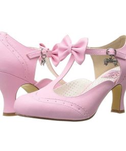 Pumps Klackar Utan Plata höga klackar | Rosa 7,5 Cm Retro Vintage Flapper-11 Pinup Pumps Skor Med Lag Klack