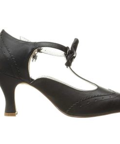 Pumps Klackar Utan Plata höga klackar | Svart 7,5 Cm Retro Vintage Flapper-11 Pinup Pumps Skor Med Lag Klack