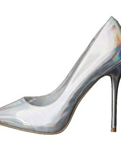 Pumps Klackar Utan Plata höga klackar | Silver Konstlader 13 Cm Amuse-20 Spetsiga Pumps Med Stilettklackar