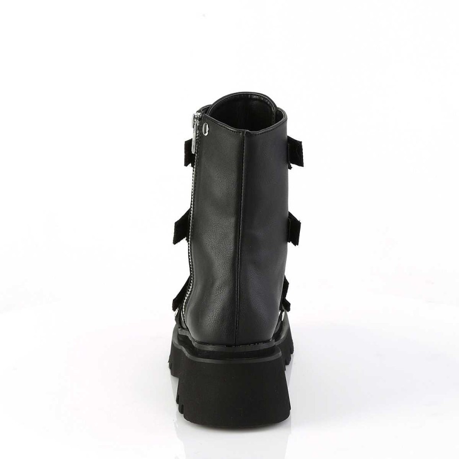 Demoniacult Skor & Stovlar Dam höga klackar | Vegan 6,5 Cm Renegade-50 Demoniacult Alternativa Plataboots Svart