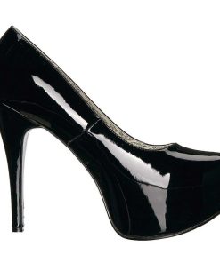 Stora Hoga Klackar For Man höga klackar | Svart Lacklader 14,5 Cm Burlesque Teeze-06W Pumps For Man Med Breda Fotter