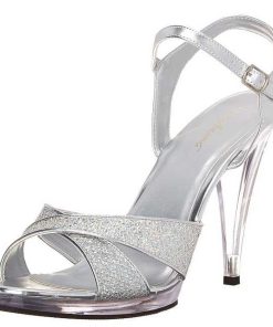 Hoga Klackar Mini Plata höga klackar | Silver Glitter 12 Cm Flair-419G Hogklackade Dam Sandaletter