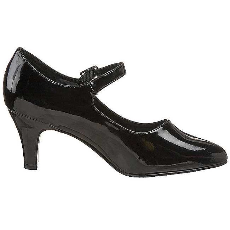 Pumps Klackar Utan Plata höga klackar | Svart Lack 8 Cm Divine-440 Kvinnor Pumps Med Lag Klack