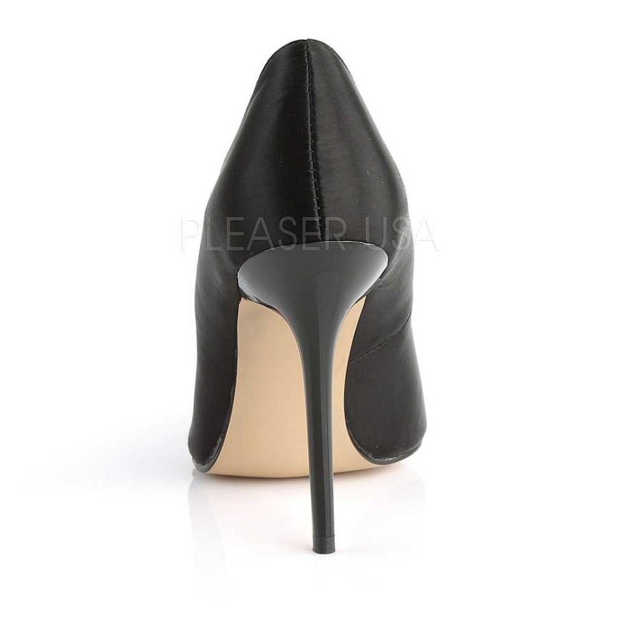 Pumps Klackar Utan Plata höga klackar | Svart Satin 10 Cm Classique-20 Spetsiga Pumps Med Stilettklackar