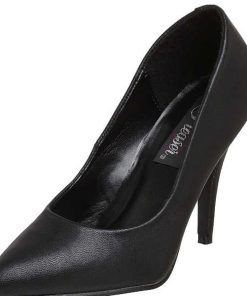 Pumps Klackar Utan Plata höga klackar | Svart Konstlader 10 Cm Vanity-420 Spetsiga Pumps Med Hoga Klackar