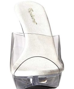 Slip In Klackar Mini Plata höga klackar | Transparent 14 Cm Cocktail-501 Plata Hoga Slip In Mules