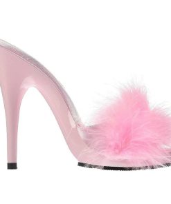 Slip In Klackar Mini Plata höga klackar | Pink 13 Cm Poise-501F Maraboufjadrar Hoga Slip In Skor