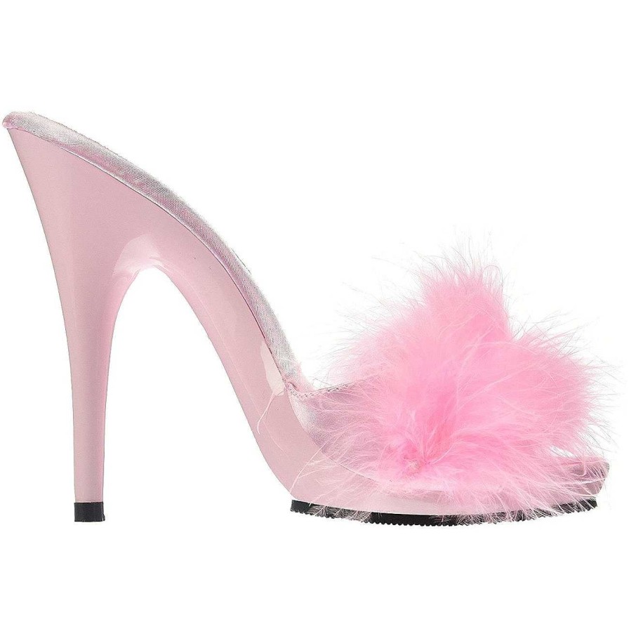 Slip In Klackar Mini Plata höga klackar | Pink 13 Cm Poise-501F Maraboufjadrar Hoga Slip In Skor