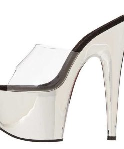 Slip In Klackar Mer Plata höga klackar | Transparent 18 Cm Adore-701 Krom Plata Hoga Slip In Mules