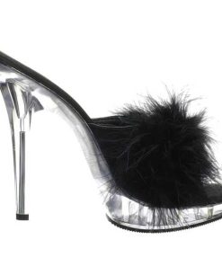 Slip In Klackar Mini Plata höga klackar | Svart Transparent 13 Cm Fabulicious Lip-101-8 Plata Hoga Slip In Mules