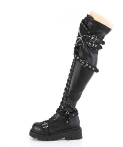 Demoniacult Skor & Stovlar Dam höga klackar | Vegan Militara Stovlar 6,5 Cm Renegade-320 Larhoga Boots Med Klack Og Spaender