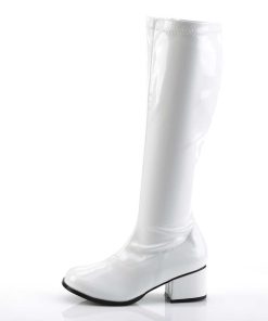 Stovlar Dam Utan Plata höga klackar | Vita Lackstovlar Blockklack 5 Cm - 70 Tal Hippie Boots Disco Gogo Knahoga Stovlar