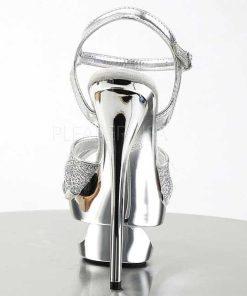 Hoga Klackar Mini Plata höga klackar | Silver Glitter 16,5 Cm Pleaser Eclipse-619G Hoga Stilettklackar Plata