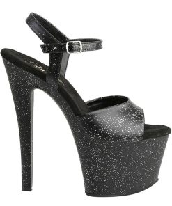 Hoga Klackar Mer Plata höga klackar | Konstlader 18 Cm Pleaser Sky-309Mmg Glitter Plata Klackar Skor