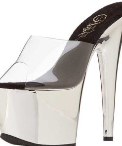 Slip In Klackar Mer Plata höga klackar | Transparent 18 Cm Adore-701 Krom Plata Hoga Slip In Mules