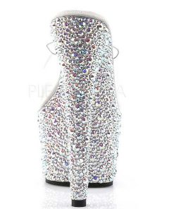 Slip In Klackar Mer Plata höga klackar | Transparent Silver 18 Cm Bejeweled-701Ms Strass Plata Slip In Mules