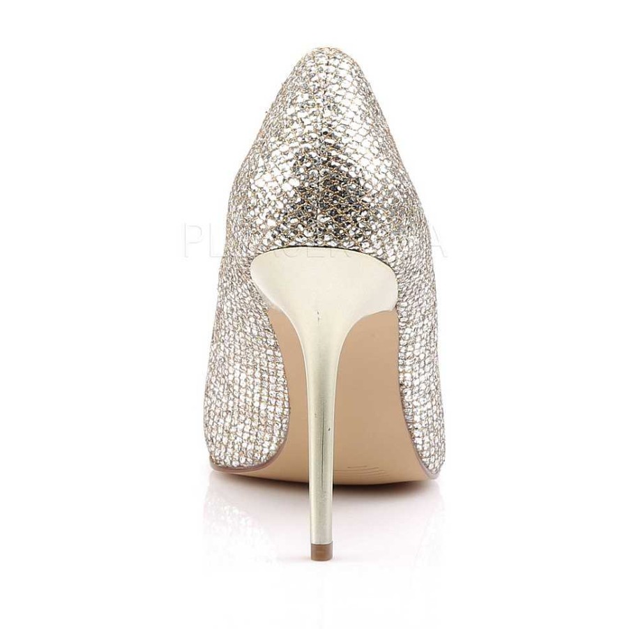 Pumps Klackar Utan Plata höga klackar | Guld Glitter 10 Cm Classique-20 Spetsiga Pumps Med Stilettklackar