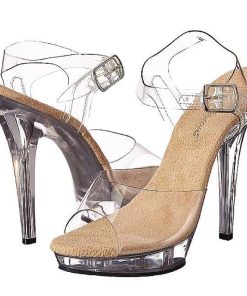 Hoga Klackar Mini Plata höga klackar | Beige Transparent 13 Cm Lip-108 Platform Hogklackade Skor