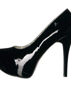 Stora Hoga Klackar For Man höga klackar | Svart Lacklader 14,5 Cm Burlesque Teeze-06W Pumps For Man Med Breda Fotter