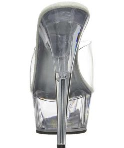 Slip In Klackar Mini Plata höga klackar | Transparent 15,5 Cm Pleaser Delight-601 Plata Hoga Slip In Mules