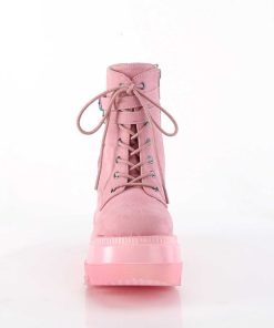 Demoniacult Skor & Stovlar Dam höga klackar | Rosa Suede 11,5 Cm Shaker-52 Alternativa Wedge Plataboots