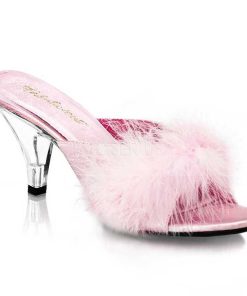 Slip In Klackar Utan Plata höga klackar | Pink 8 Cm Belle-301F Maraboufjadrar Hoga Slip In Skor