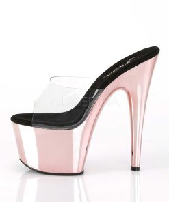 Slip In Klackar Mer Plata höga klackar | Rosa 18 Cm Adore-701 Krom Plata Hoga Slip In Mules