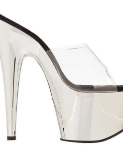 Slip In Klackar Mer Plata höga klackar | Transparent 18 Cm Adore-701 Krom Plata Hoga Slip In Mules