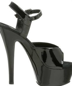 Hoga Klackar Mini Plata höga klackar | Svart Lack 15 Cm Pleaser Kiss-209 Hoga Sandaletter Med Klack