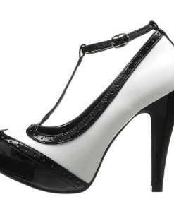 Pumps Klackar Mini Plata höga klackar | Svart Vit 11,5 Cm Retro Vintage Bettie-22 Damskor Med Hog Klack