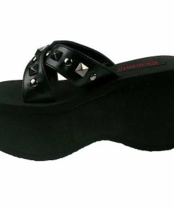 Demoniacult Skor & Stovlar Dam höga klackar | Svart 9 Cm Funn-29 Plata Goth Flip Flops Dam