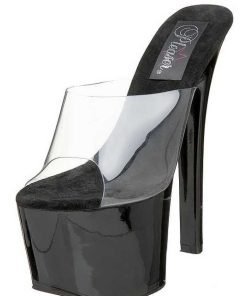 Slip In Klackar Mer Plata höga klackar | Svart Transparent 18 Cm Pleaser Sky-301 Plata Hoga Slip In Mules