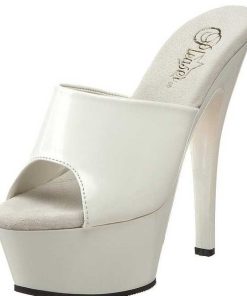 Slip In Klackar Mini Plata höga klackar | Vit Lack 15,5 Cm Kiss-201 Plata Hoga Slip In Mules